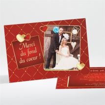 Carte de remerciement mariage Romantique et festif personnalisable - 13,8 x 9,5 cm - Monfairepart
