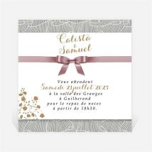 Carton d'invitation mariage Beauté du Gris personnalisable - 9,5 x 9,5 cm - Monfairepart