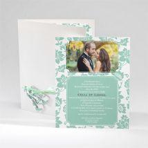 Faire-part mariage Vert Amande personnalisable - Couleur Vert - 14 x 17,4 cm - Monfairepart