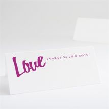 Marque-place mariage Notre Mariage personnalisable - Couleur Violet - 9,5 x 4,2 cm - Monfairepart