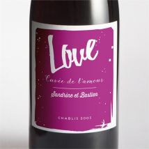 Etiquette de bouteille mariage Notre Mariage personnalisable - Couleur Rose - 9,5 x 9,5 cm - Monfairepart