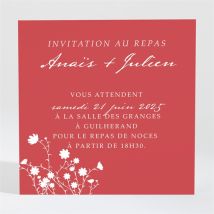 Carton d'invitation mariage Kraft et orange personnalisable - Couleur Rouge - 9,5 x 9,5 cm - Monfairepart