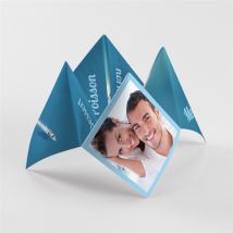 Menu mariage Eaux turquoises cocotte personnalisable - 20,9 x 20,9 cm - Monfairepart