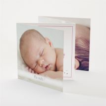 Faire-part naissance Annonce photo surprise personnalisable - Couleur Rose - 10 x 10 cm - Monfairepart