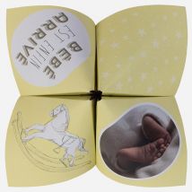 Faire-part naissance Créatif et ludique photo personnalisable - Couleur Jaune - 20,9 x 20,9 cm - Monfairepart