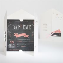 Faire-part de baptême Fierté! personnalisable - Couleur Ardoise - 14 x 14 cm - Monfairepart
