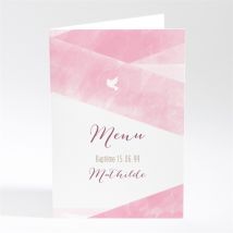 Menu baptême Tendre aquarelle rose personnalisable - Couleur Rose - 10 x 14,5 cm - Monfairepart
