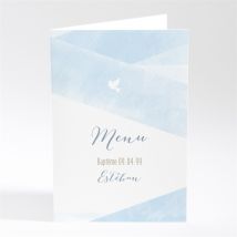 Menu baptême Douceurs d'aquarelle personnalisable - Couleur Bleu - 10 x 14,5 cm - Monfairepart