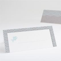 Marque-place baptême Baptême scandinave personnalisable - Couleur Bleu - 9,5 x 4,2 cm - Monfairepart