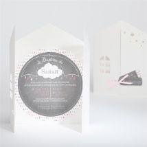 Faire-part de baptême Nuage classique personnalisable - Couleur Gris/Ardoise - 14 cm - Monfairepart