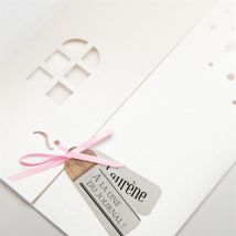 Faire-part de baptême Maison du baptême ! personnalisable - Couleur Beige et Marron - 14 x 14 cm - Monfairepart