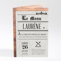 Menu baptême Maison du baptême ! personnalisable - Couleur Beige - 10 x 14,5 cm - Monfairepart