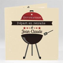 Carte invitation départ à la retraite Autour d'un barbecue
