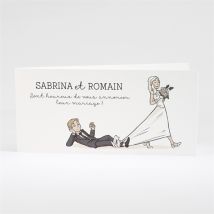 Faire-part mariage Mariage original en humour personnalisable - Couleur Noir et Blanc - 21 x 10 cm fermé - Monfairepart