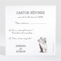 Carton réponse mariage Mariage original en humour personnalisable - 9,5 x 9,5 cm - Monfairepart