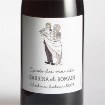 Etiquette de bouteille mariage Mariage original en humour personnalisable - Couleur Blanc - 9,5 x 9,5 cm - Monfairepart