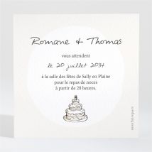 Carton d'invitation mariage Mariés illustrés personnalisable - 9,5 x 9,5 cm - Monfairepart