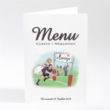Menu mariage Humour et Rugby personnalisable - 10 x 14,5 cm - Monfairepart