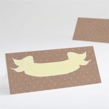 Marque-place baptême Bapteme en famille personnalisable - Couleur Jaune/Kraft - 9,5 x 4,2 cm - Monfairepart