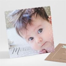 Remerciement baptême Pictos rond et kraft personnalisable - 9,5 x 9,5 cm - Monfairepart