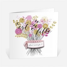 Faire-part naissance Bouquet fille vintage personnalisable - 13,5 x 13,5 cm - Monfairepart