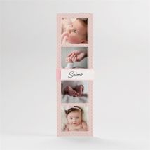 Faire-part naissance Clin d'oeil personnalisable - Couleur Rose - 5,4 x 19,4 cm - Monfairepart