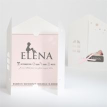 Faire-part naissance Petite Fille avec son Doudou personnalisable - 14 x 14 cm - Monfairepart