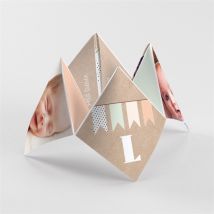 Faire-part naissance Farandoles Kraft photos personnalisable - Couleur Kraft - 20,9 x 20,9 cm - Monfairepart