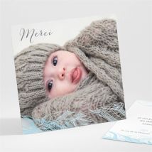 Remerciement naissance Photo bébé avec bracelet personnalisable - 9,5 x 9,5 cm - Monfairepart