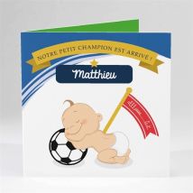 Faire-part naissance Graine de Champion ! personnalisable - 13,5 x 13,5 cm - Monfairepart