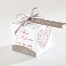 Boîte de dragées mariage Coeur arabesque personnalisable - 4,5 cm - Monfairepart