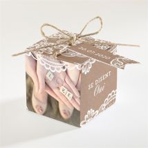 Boîte de dragées mariage personnalisable - Couleur Kraft - 4,5 cm - Monfairepart