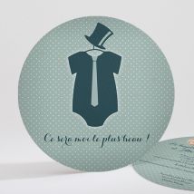 Faire-part de baptême Tenue de fête personnalisable - 13,5 cm - Monfairepart