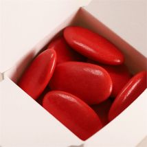 Dragées baptême chocolat rouge coquelicot
