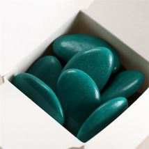 Dragées baptême chocolat vert émeraude