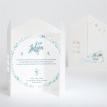 Faire-part de baptême Liberty en rond personnalisable - Couleur Bleu - 14 cm - Monfairepart
