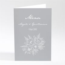 Menu mariage Gravure florale sur photo personnalisable - 10 x 14,5 cm - Monfairepart