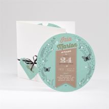 Faire-part mariage Papillons et printemps personnalisable - 14 cm - Monfairepart