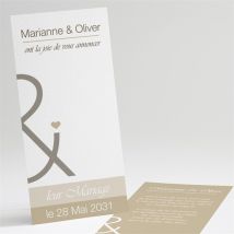 Faire-part mariage Classique vintage personnalisable - 10 x 21 cm - Monfairepart