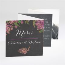 Carte de remerciement mariage Ardoise fleurie personnalisable - 7,5 x 7,5 cm - Monfairepart