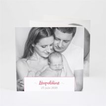 Faire-part naissance Fleurs et liberty personnalisable - Couleur Rouge/Rose/Bleu, Violet et Blanc - 10 x 10 cm - Monfairepart