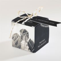 Boîte de dragées mariage Tendance ardoise personnalisable - Couleur Noir/Ardoise - 4,5 cm - Monfairepart