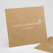 Faire-part mariage Un Papillon sur le Kraft personnalisable - Couleur Marron/Kraft - 15 x 14 cm - Monfairepart
