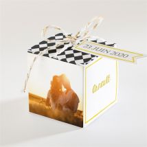 Boîte de dragées mariage Damier geometrique personnalisable - 4,5 cm - Monfairepart
