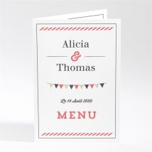 Menu mariage Fanions de Bal personnalisable - 10 x 14,5 cm - Monfairepart