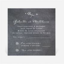 Carton réponse mariage Champêtre sur ardoise personnalisable - Couleur Ardoise - 9,5 x 9,5 cm - Monfairepart
