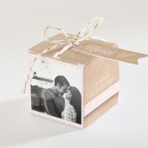Boîte de dragées mariage Kraft multi photos personnalisable - Couleur Kraft - 4,5 cm - Monfairepart