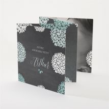 Faire-part naissance Ardoise vintage original personnalisable - Couleur Bleu et Noir/Ardoise - 10 x 10 cm - Monfairepart