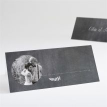 Marque-place mariage Annonce ardoisée personnalisable - Couleur Noir et Blanc/Noir/Ardoise - 9,5 x 4,2 cm - Monfairepart