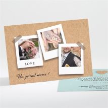 Carte de remerciement mariage Notre roman photo personnalisable - 13,8 x 9,5 cm - Monfairepart